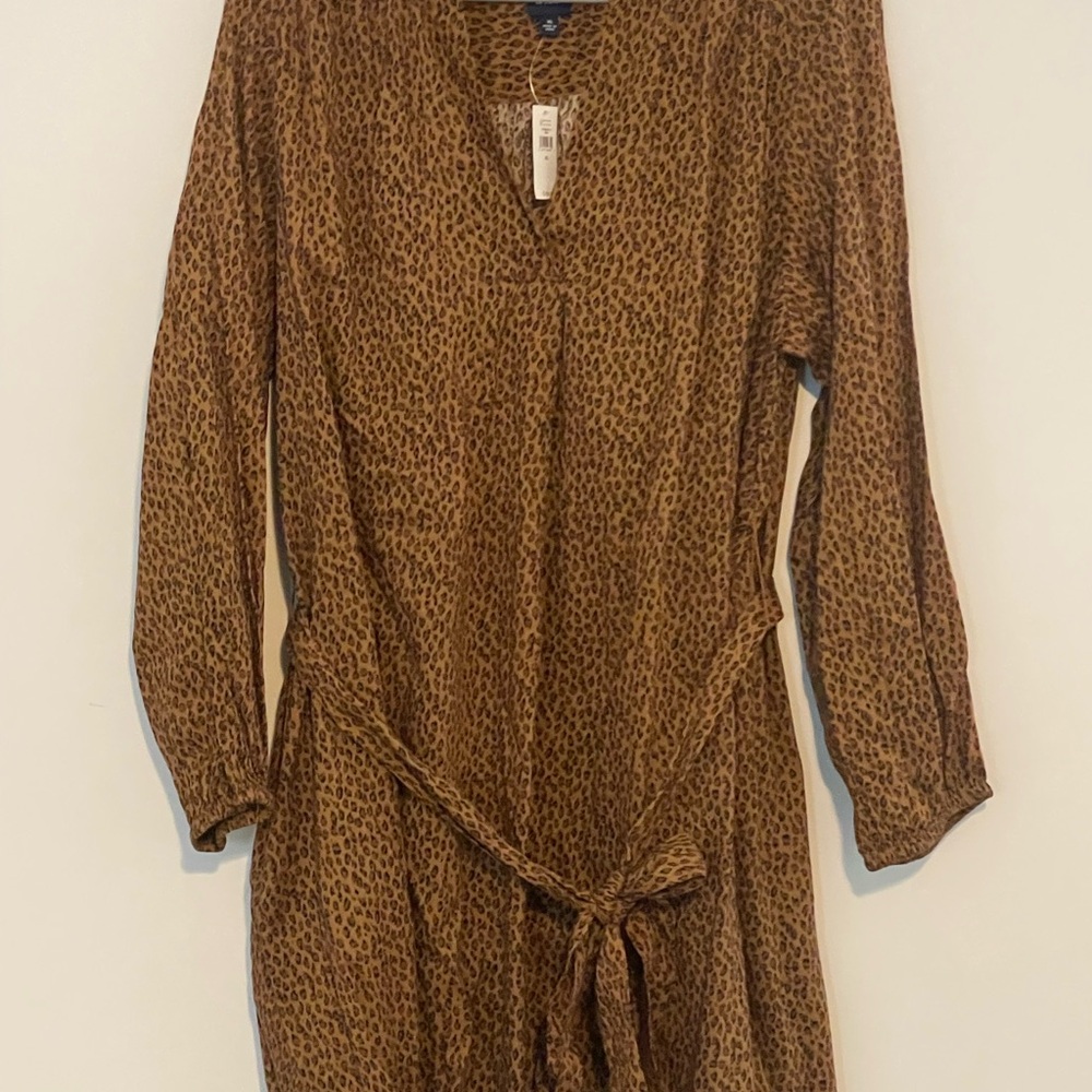 Gap Woman’s XL Leopard Print Long Sleeve Dress
